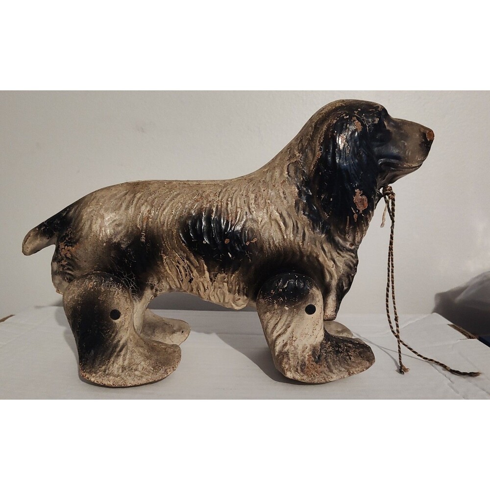 Antique Vintage Composition Or Paper‎ Mache Dog Pull Toy Irish Setter Spaniel